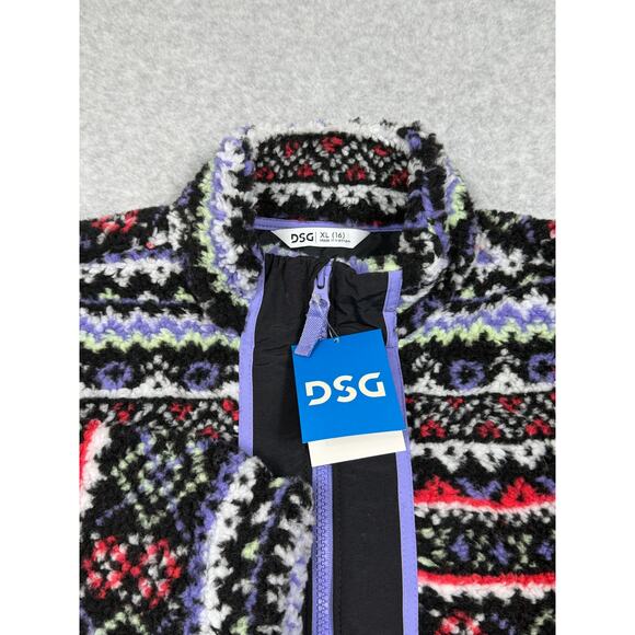 DSG Youth Girls Size XL Cozy Fleece Full Zip Jacket Funky Fair Isle NWT - Picture 5 of 12